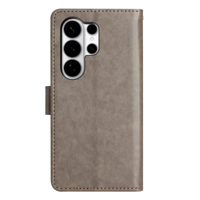 Lederhüllen Für Samsung Galaxy S26 Ultra Schmetterling Und Blumen