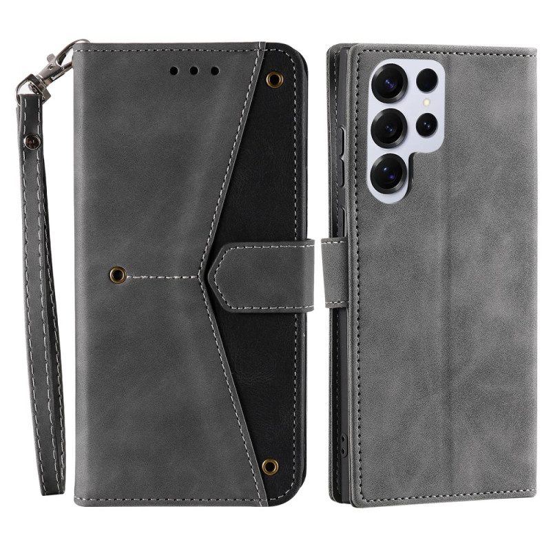 Lederhüllen Für Samsung Galaxy S26 Ultra Zweifarbiges Design