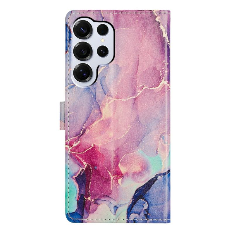 Lederhüllen Samsung Galaxy S26 Ultra Grüner Und Rosa Marmor