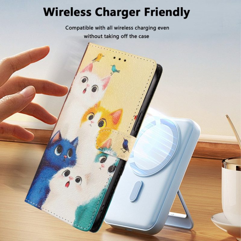 Lederhüllen Samsung Galaxy S26 Ultra Handyhülle Bunte Katzen