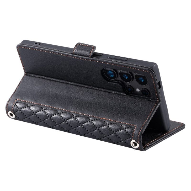 Lederhüllen Samsung Galaxy S26 Ultra Handyhülle Gesteppt Mit Riemen