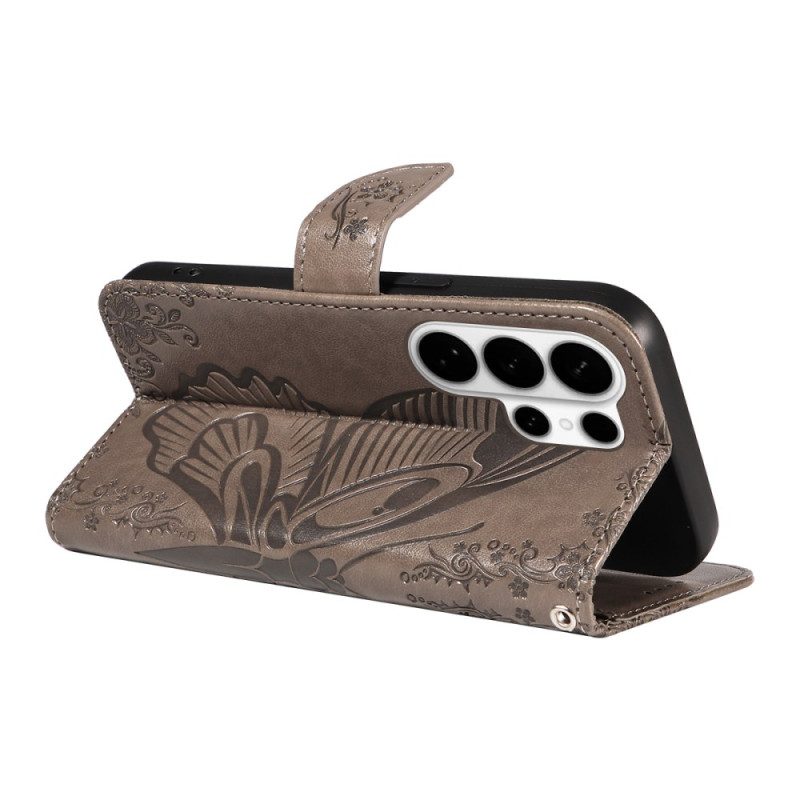 Lederhüllen Samsung Galaxy S26 Ultra Handyhülle Grafischer Schmetterling