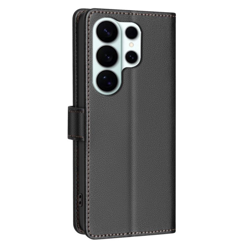 Lederhüllen Samsung Galaxy S26 Ultra Handyhülle Klassische Binfen-farbe