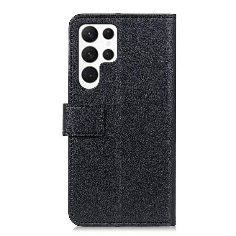 Lederhüllen Samsung Galaxy S26 Ultra Handyhülle Klassisches Schwarz