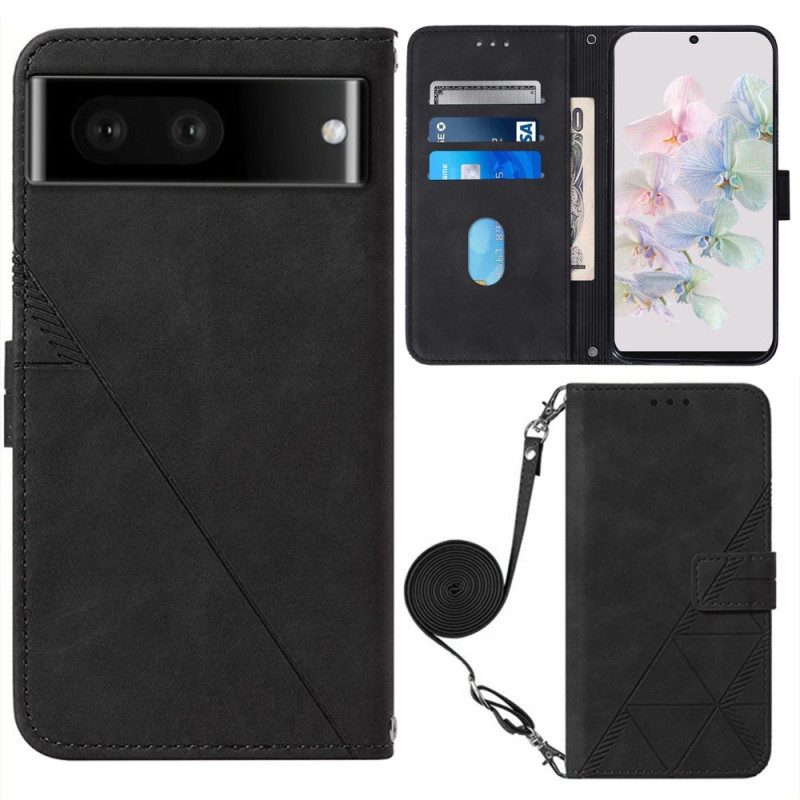 Flip Case Für Google Pixel 7 Dreiecke Mit Schultergurt
