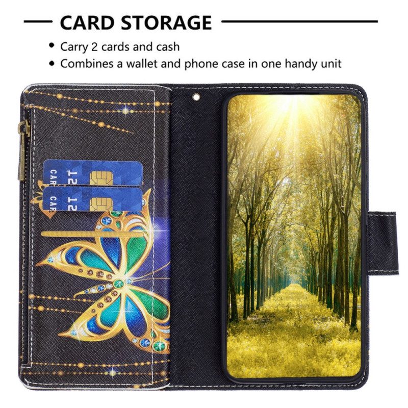 Lederhüllen Xiaomi Redmi Note 13 5g Strass-schmetterlings-geldbörse Mit Riemen