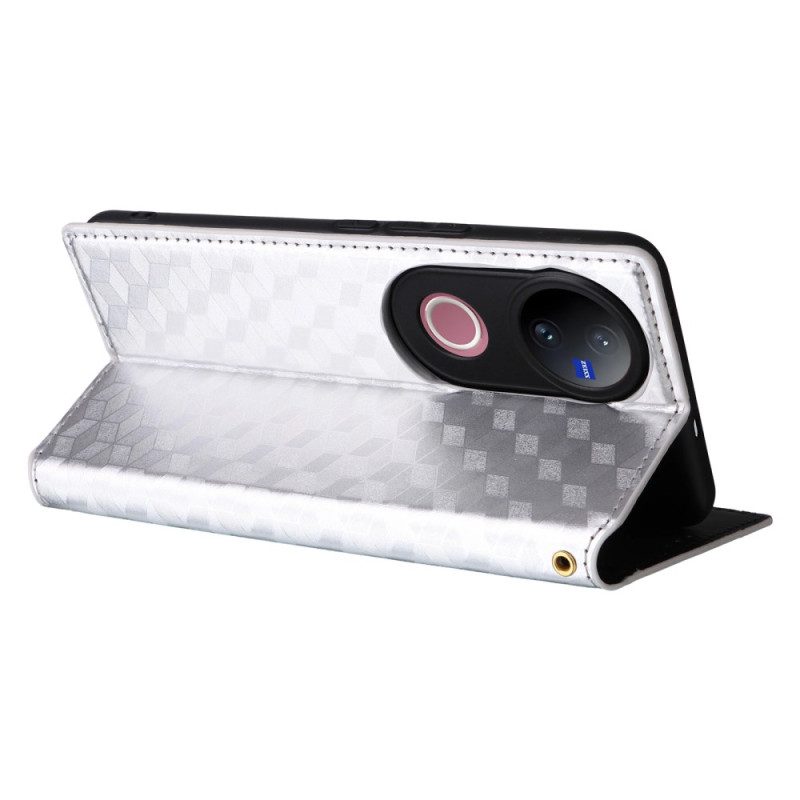 Flip Case Für Vivo V50 5g Mit Aufgedrucktem Diamantmuster