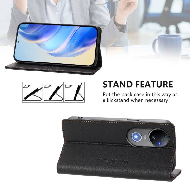 Flip Case Vivo V50 5g Handyhülle Rfid-schutz Und Verstellbarer Ständer