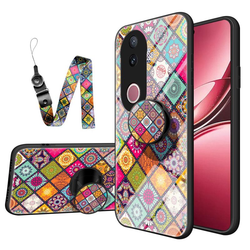 Hülle Vivo V50 5g Patchwork-ständer Und Tragegurt