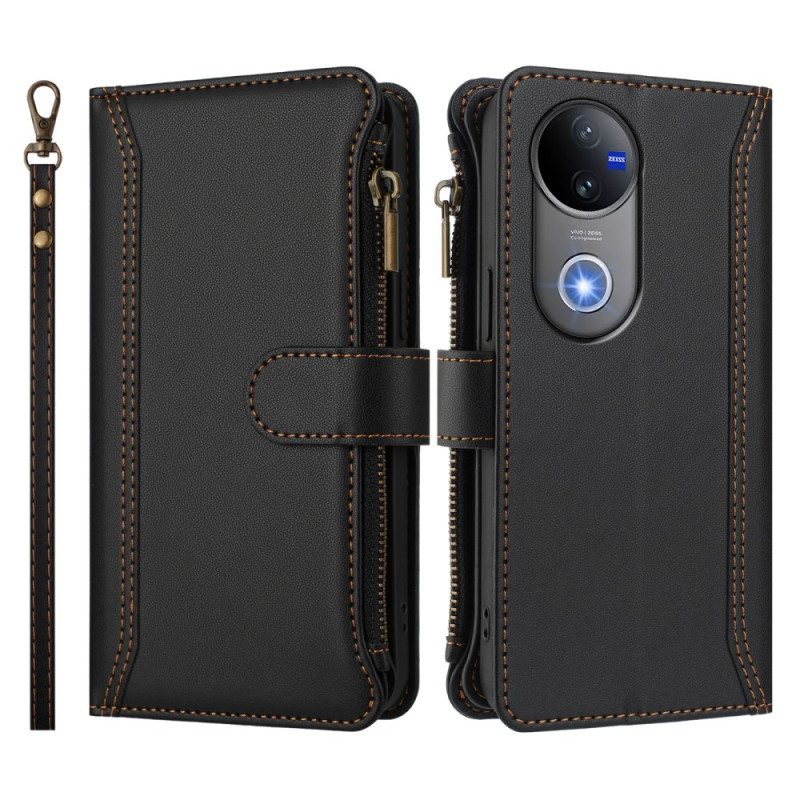 Lederhüllen Für Vivo V50 5g 9 Kartenfächer Und Handschlaufe