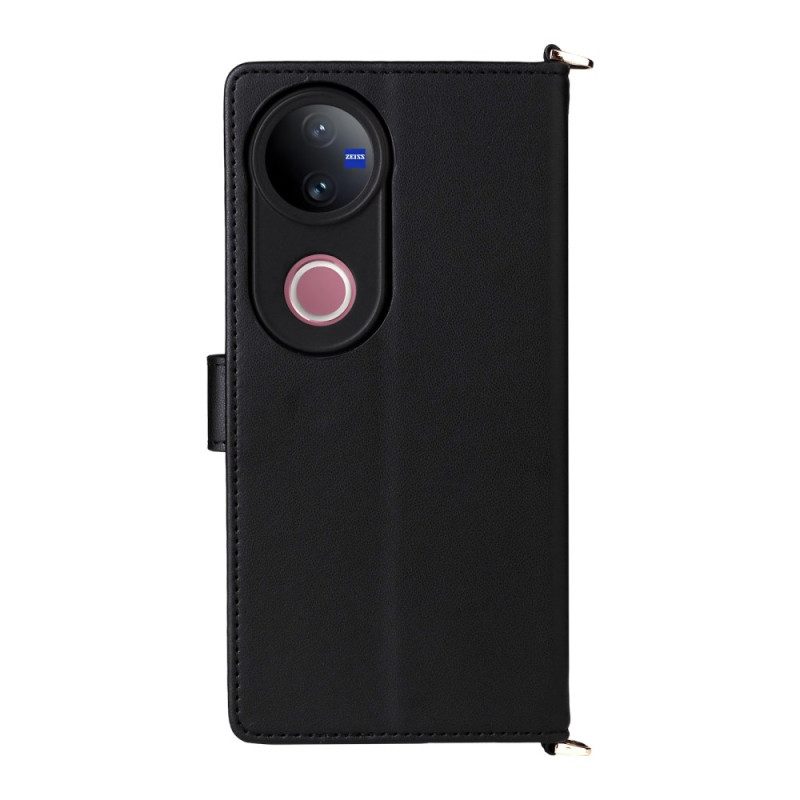 Lederhüllen Vivo V50 5g Handyhülle Gesteppt Mit Tragegurten