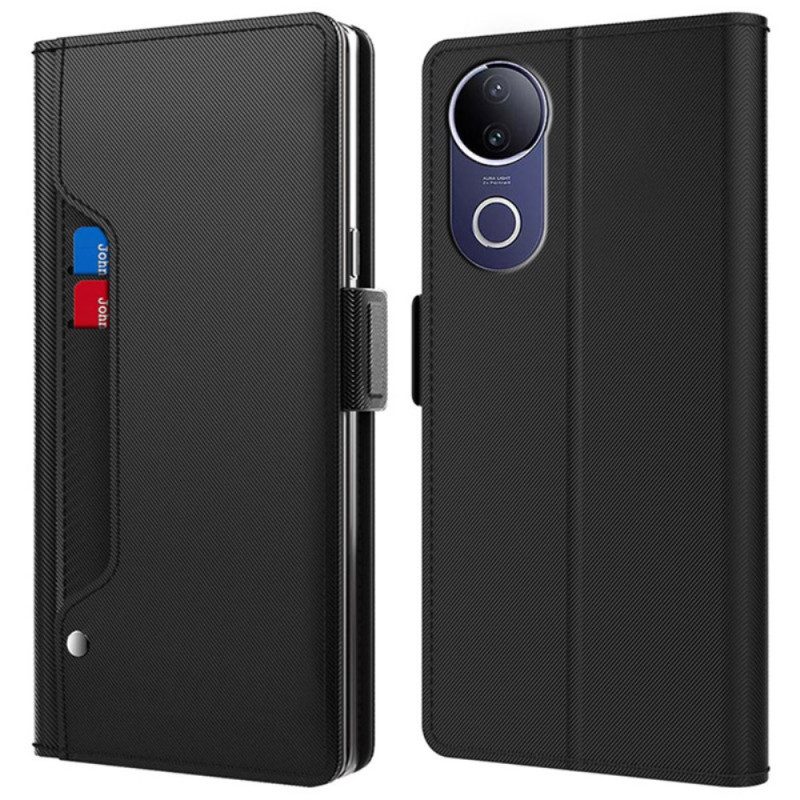 Lederhüllen Vivo V50 5g Handyhülle Kartenhalter Mit Spiegel