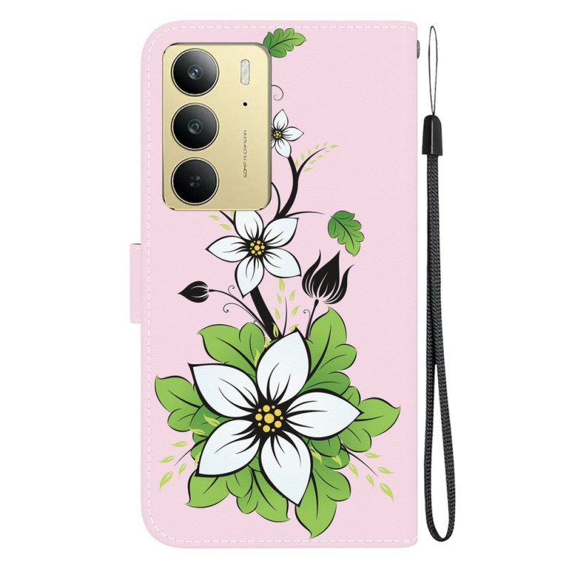 Lederhüllen Für Realme C75 Lilienmuster