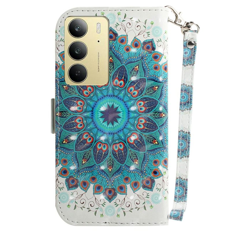 Lederhüllen Für Realme C75 Schlüsselband „grünes Mandala“