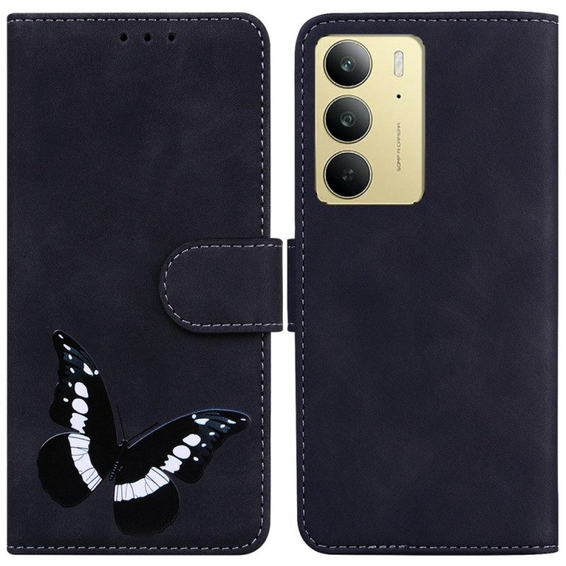 Lederhüllen Für Realme C75 Schmetterlingsmuster In Wildlederoptik