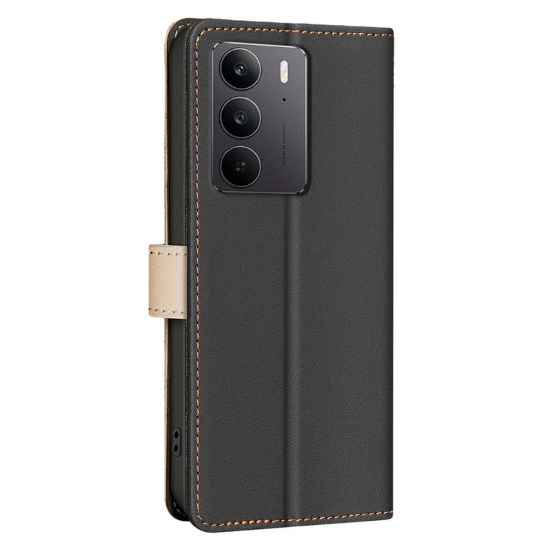 Lederhüllen Für Realme C75 Zweifarbig Binfen Color