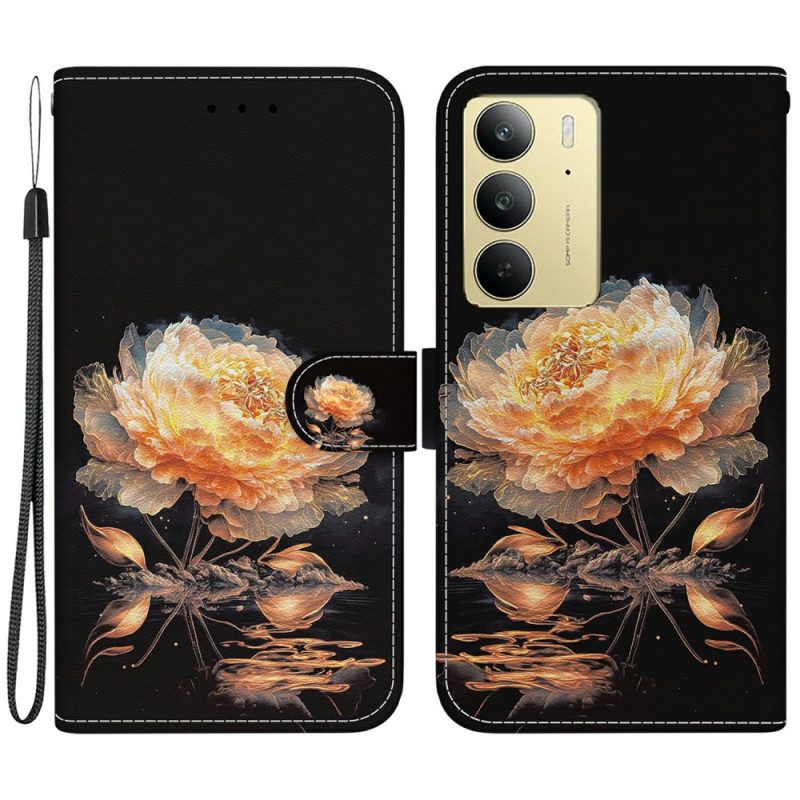 Lederhüllen Realme C75 Goldene Pfingstrose