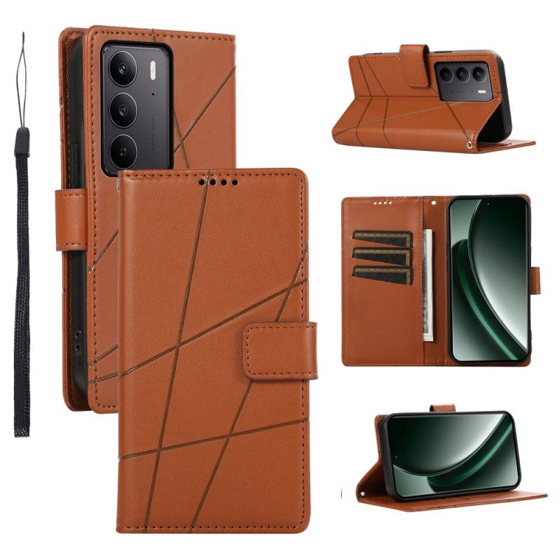 Lederhüllen Realme C75 Handyhülle Linien