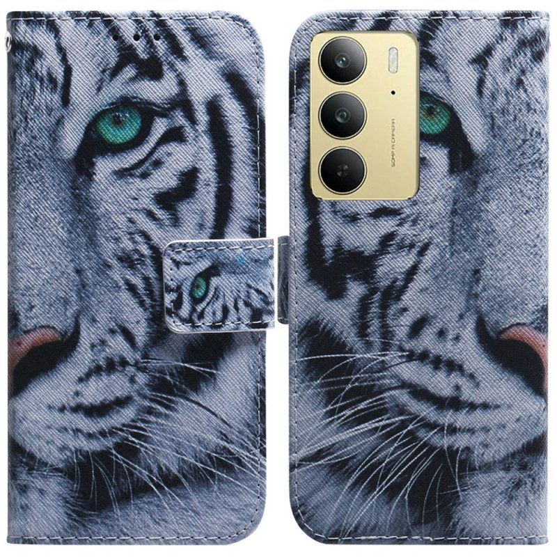 Lederhüllen Realme C75 Handyhülle Weißer Tiger