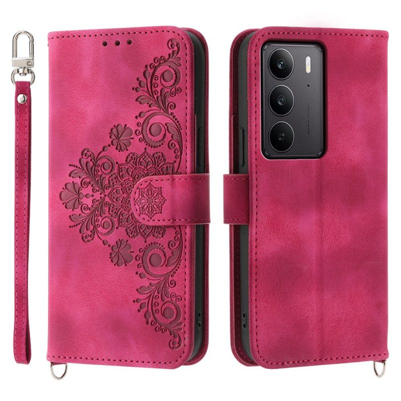 Lederhüllen Realme C75 Wildleder-spitzenoptik Mit Riemen Und Schulterriemen