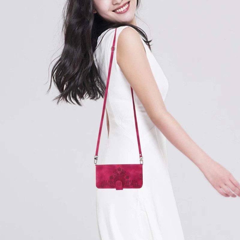 Lederhüllen Realme C75 Wildleder-spitzenoptik Mit Riemen Und Schulterriemen