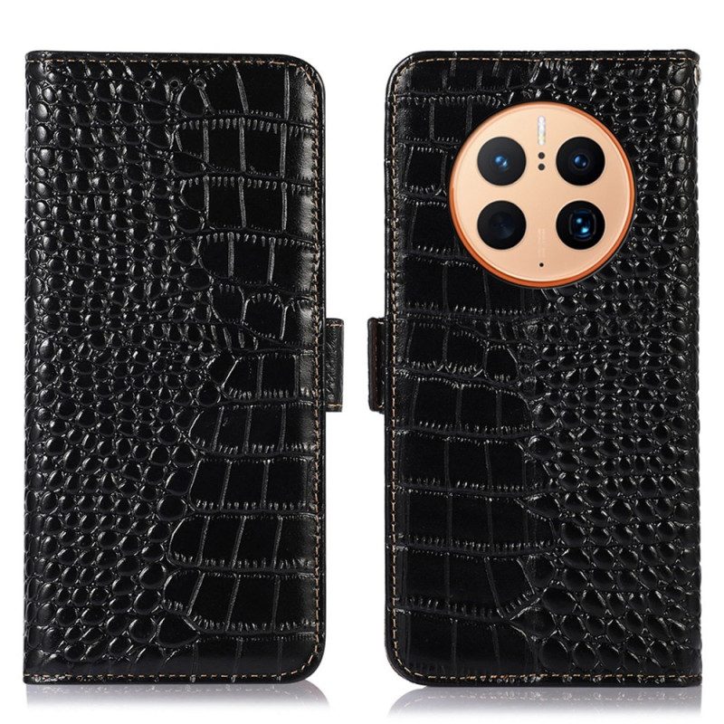 Flip Case Für Huawei Mate 50 Pro Rfid Im Krokodil-stil
