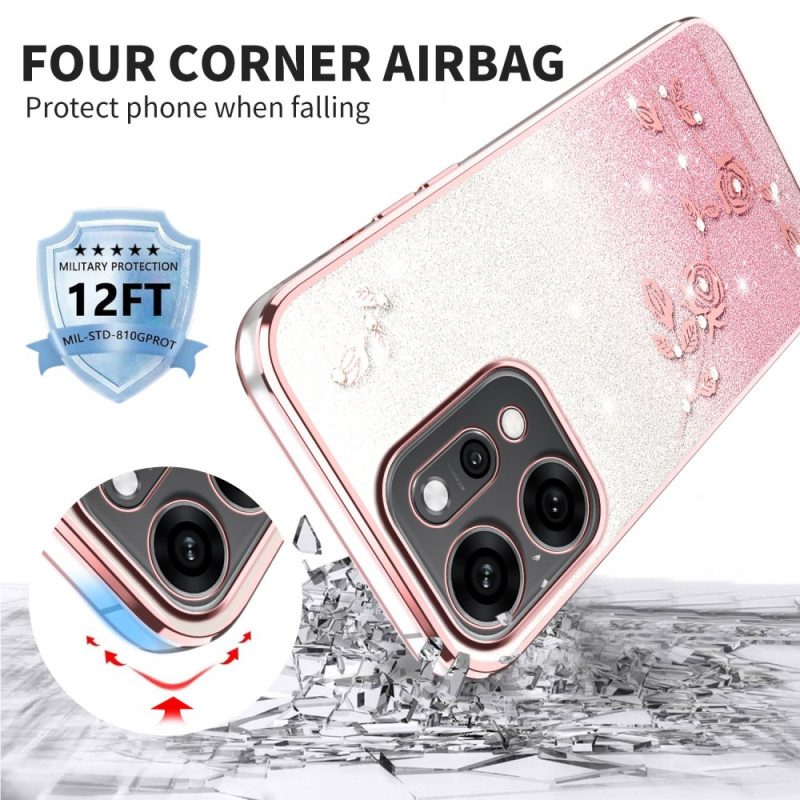 Hülle Oppo Reno 14 5g Handyhülle Blumen Und Strasssteine