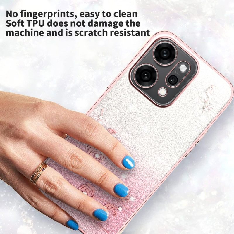 Hülle Oppo Reno 14 5g Handyhülle Blumen Und Strasssteine