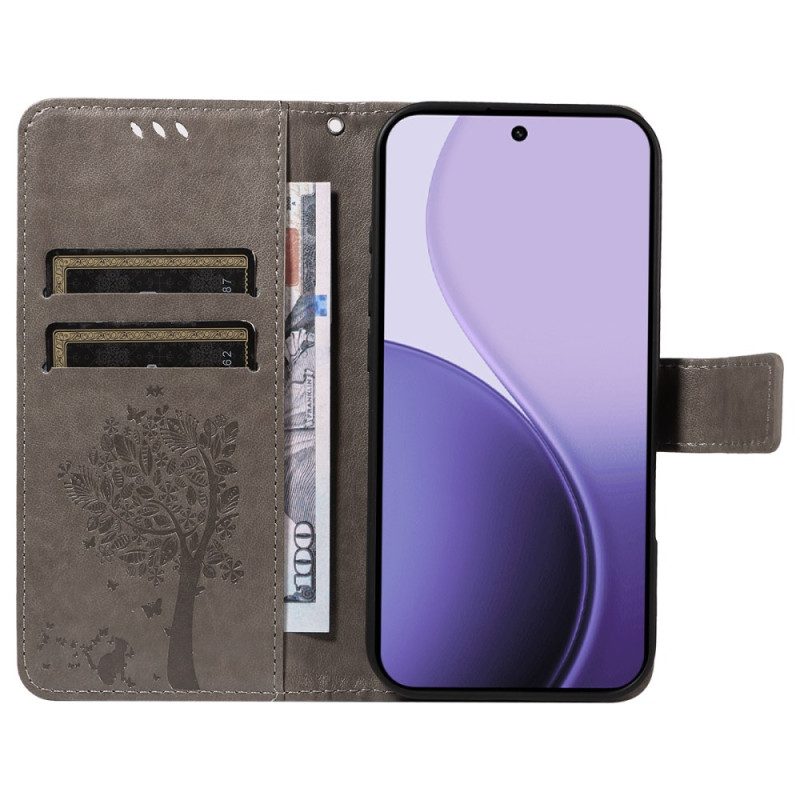 Lederhüllen Für Oppo Reno 14 5g Baum Und Katze