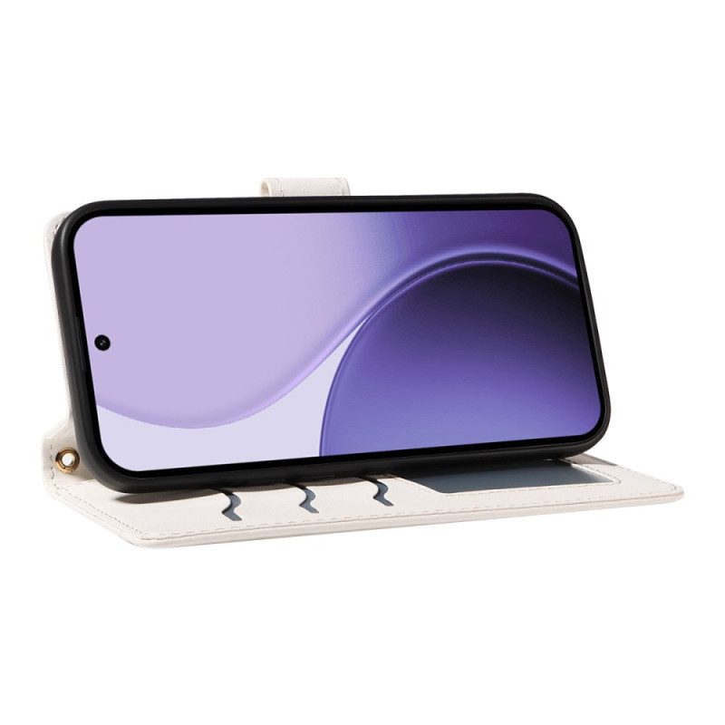 Lederhüllen Für Oppo Reno 14 5g Gesteppt Mit Riemen Und Schulterriemen