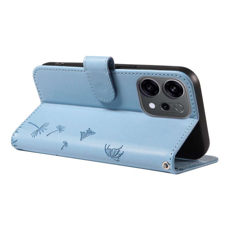 Lederhüllen Für Oppo Reno 14 5g Löwenzahn Mit Riemen