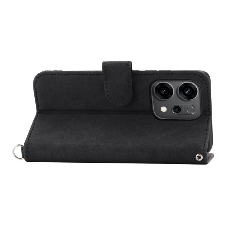 Lederhüllen Oppo Reno 14 5g Blumenmuster Und Riemen