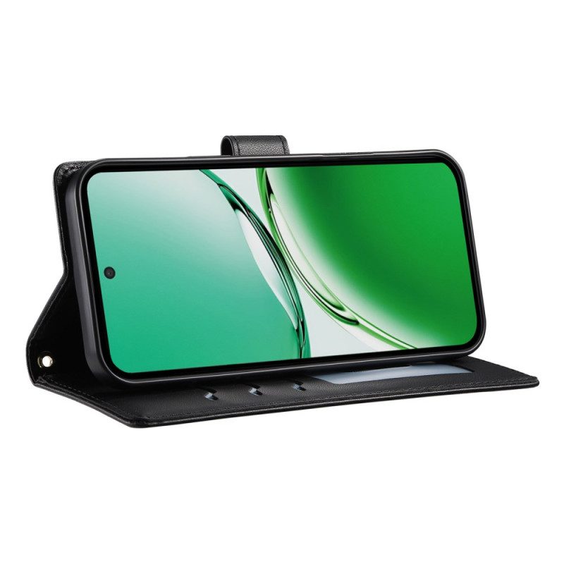 Lederhüllen Oppo Reno 14 5g Handyhülle Gesteppte Ausführung Mit Riemen Und Schultergurt