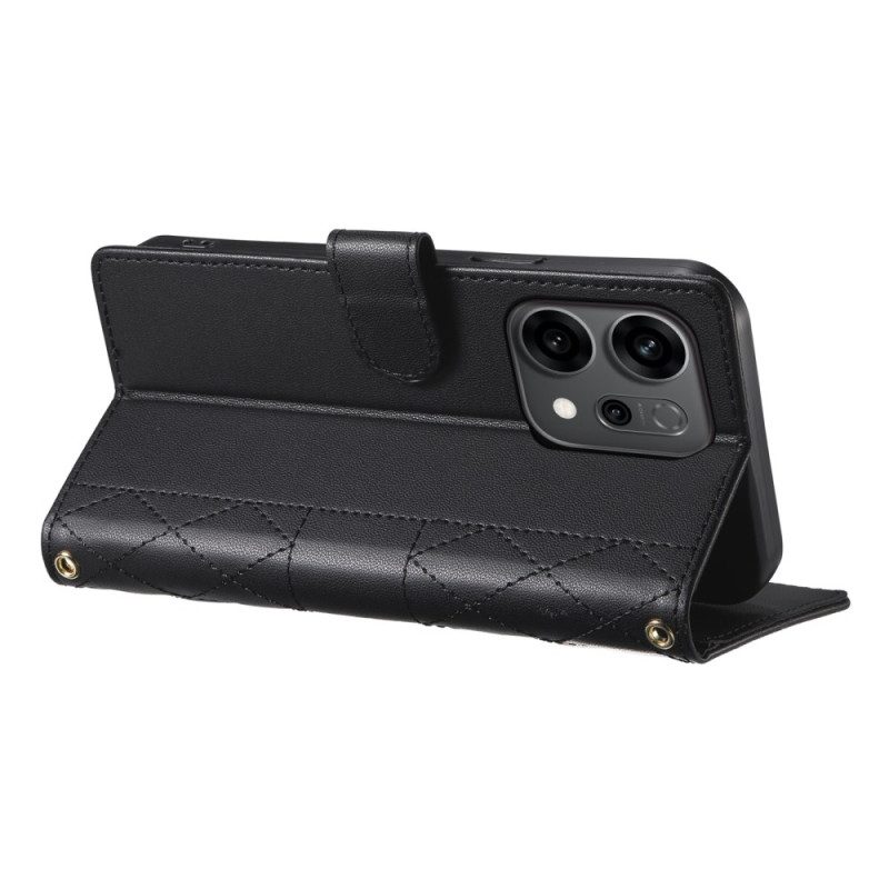 Lederhüllen Oppo Reno 14 5g Handyhülle Gesteppte Ausführung Mit Riemen Und Schultergurt