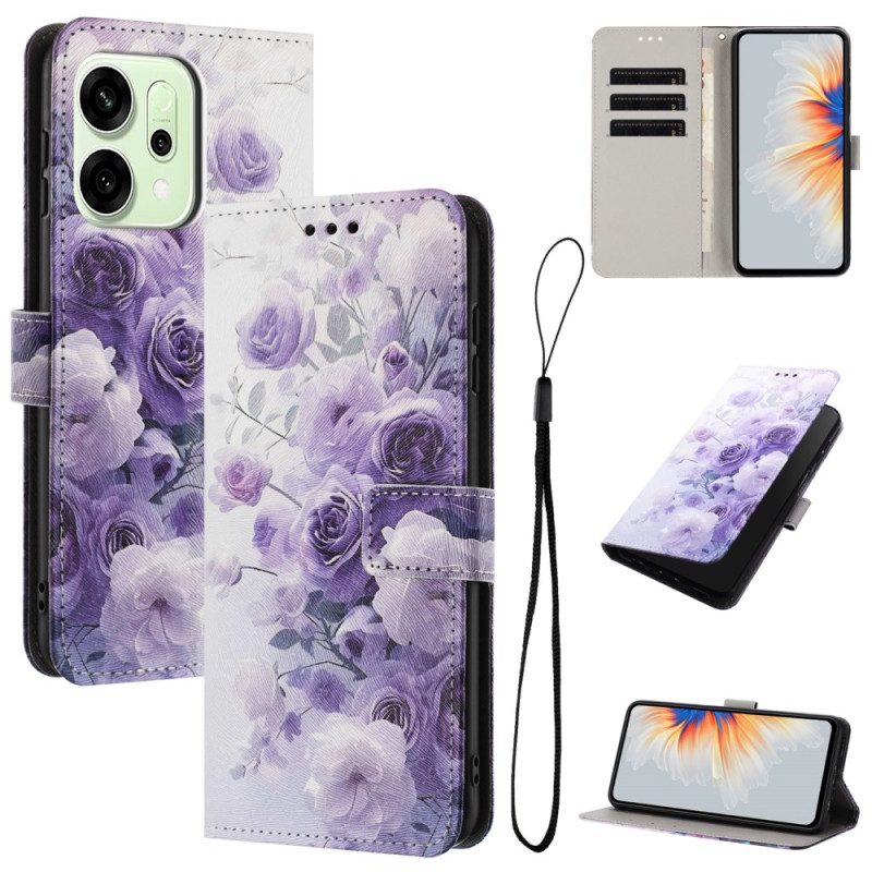 Lederhüllen Oppo Reno 14 5g Handyhülle Violette Blüten
