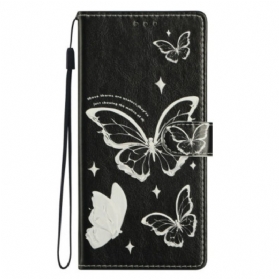 Lederhüllen Oppo Reno 14 5g Schwarz-weiße Schmetterlinge