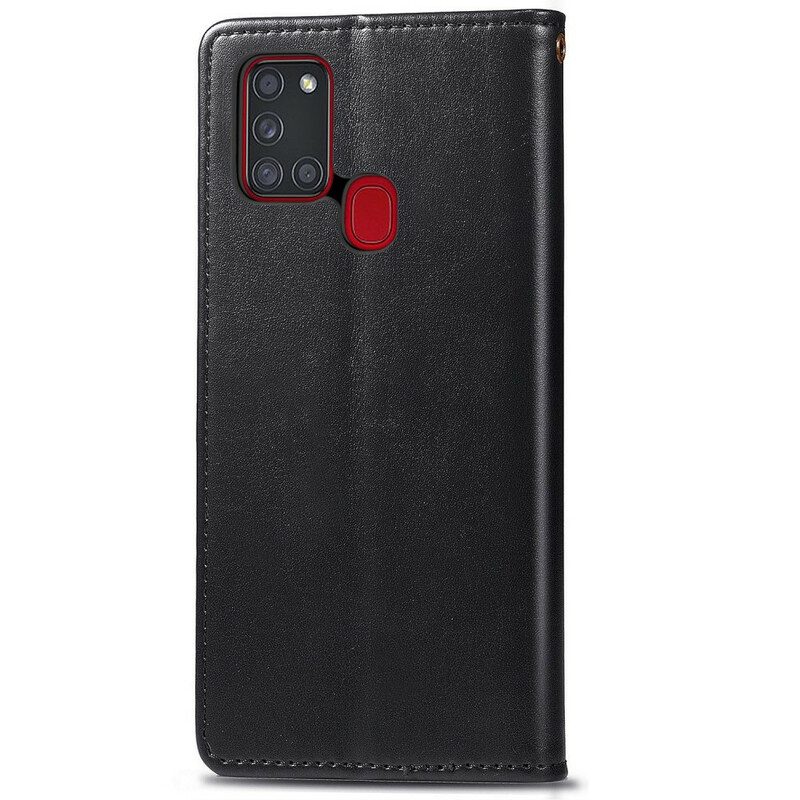 Lederhüllen Für Samsung Galaxy A21s Kunstleder Und Vintage-verschluss