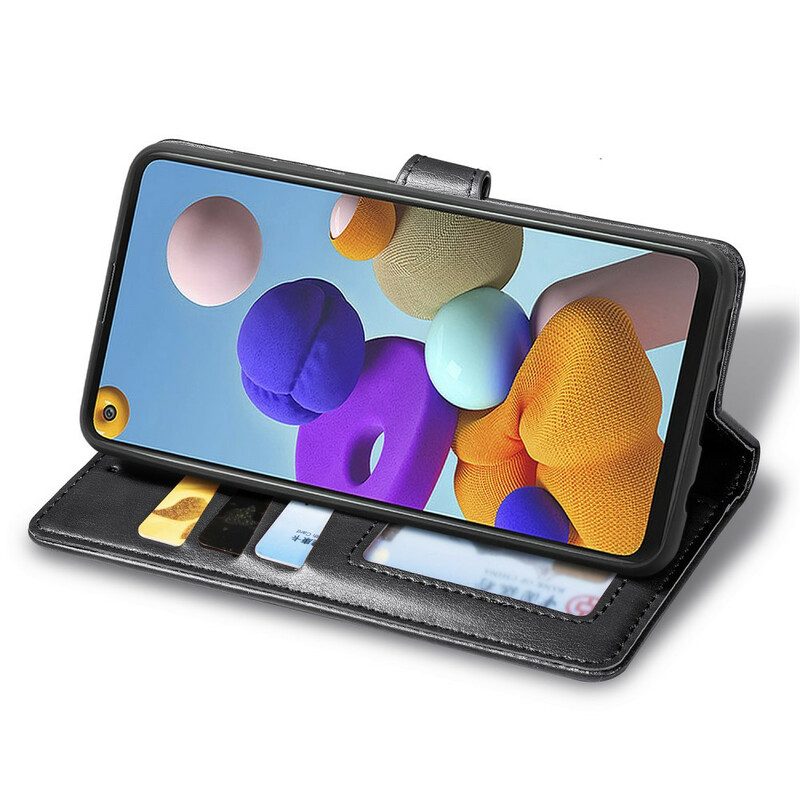 Lederhüllen Für Samsung Galaxy A21s Kunstleder Und Vintage-verschluss