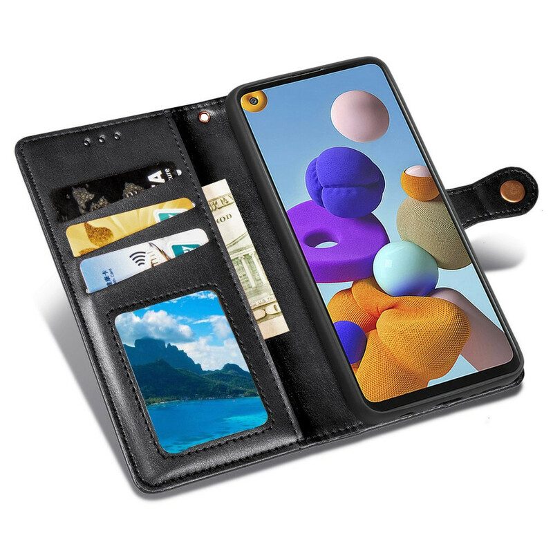 Lederhüllen Für Samsung Galaxy A21s Kunstleder Und Vintage-verschluss
