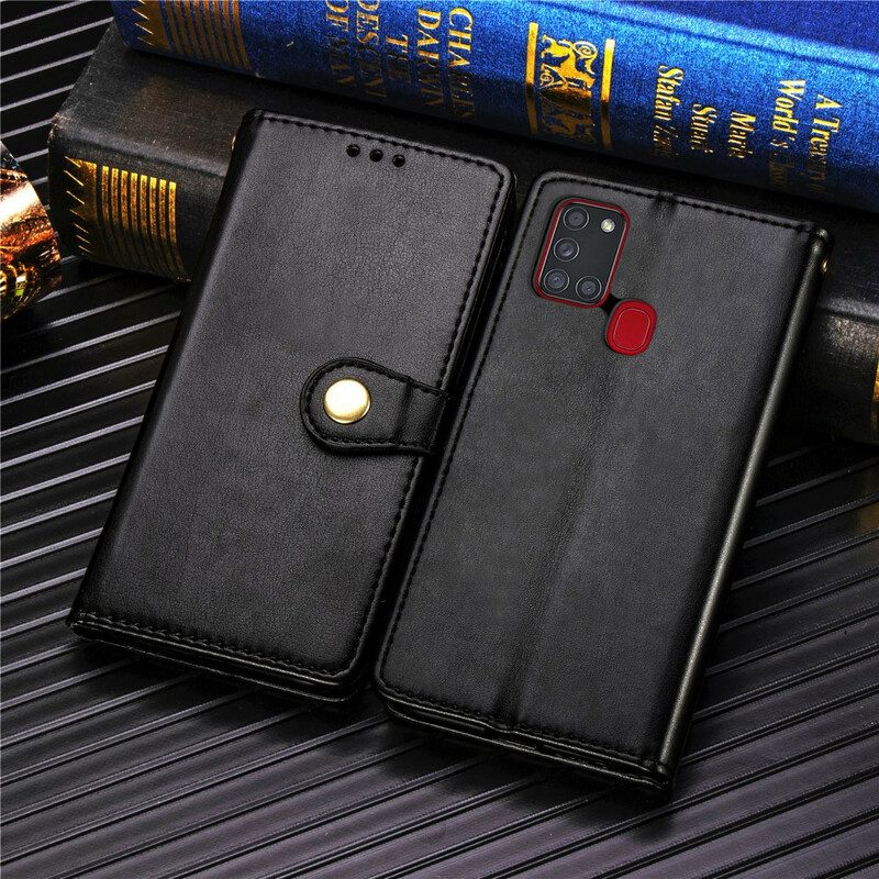 Lederhüllen Für Samsung Galaxy A21s Kunstleder Und Vintage-verschluss