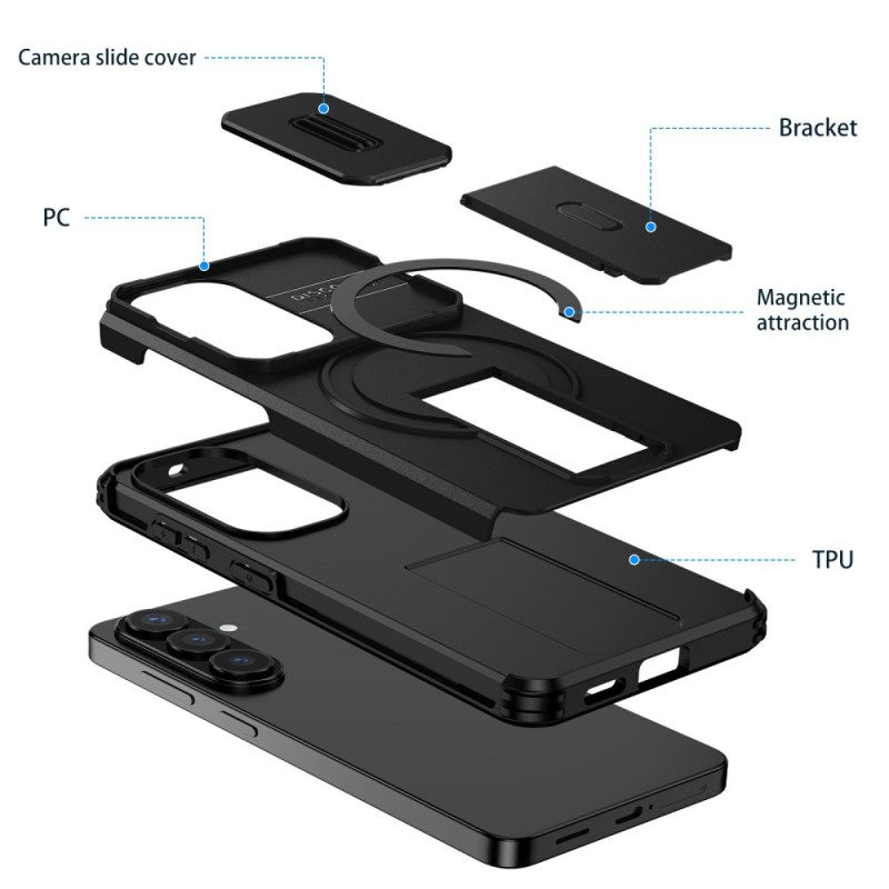 Hülle Samsung Galaxy S26 Ausziehbarer Magnetständer Und Kameraabdeckung