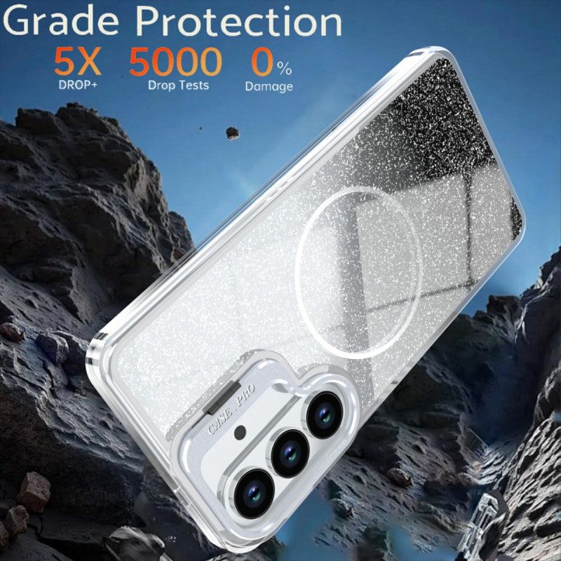 Hülle Samsung Galaxy S26 Handyhülle Magnetisch Mit Farbverlauf Und Glitzer Sowie Faltbarem Ständer