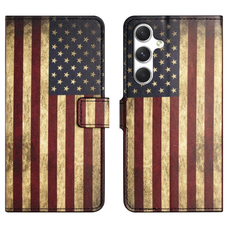 Lederhüllen Für Samsung Galaxy S26 Amerikanische Vintage-flagge
