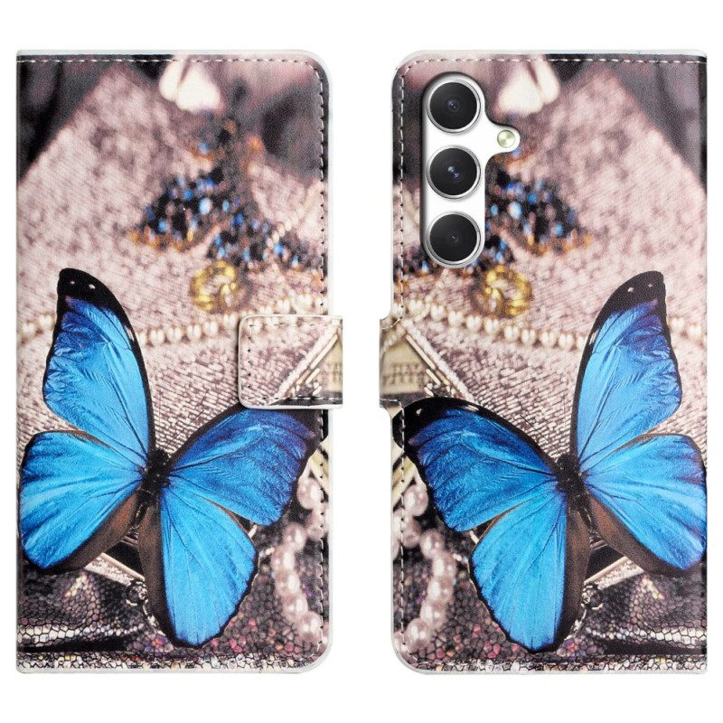 Lederhüllen Für Samsung Galaxy S26 Blauer Schmetterling
