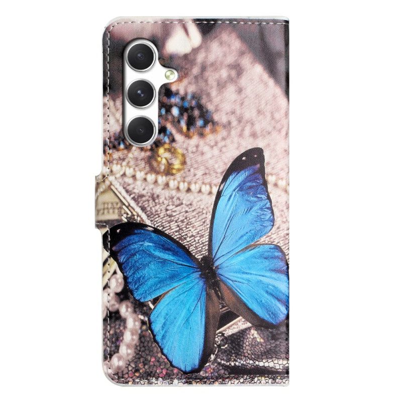 Lederhüllen Für Samsung Galaxy S26 Blauer Schmetterling