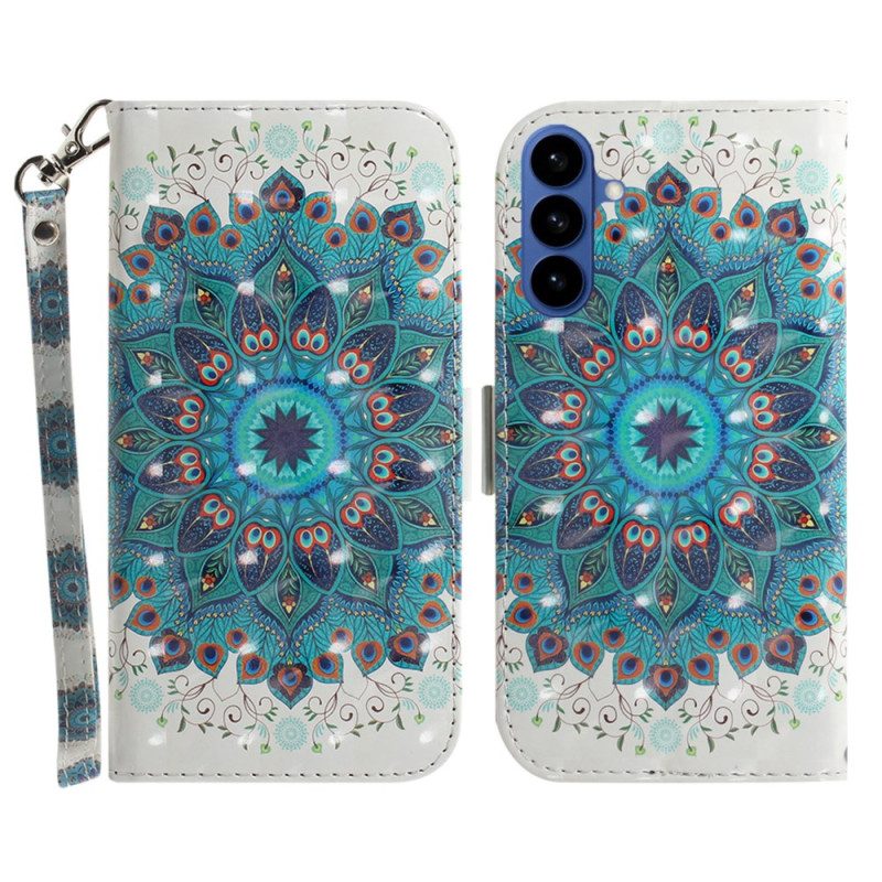Lederhüllen Für Samsung Galaxy S26 Grünes Mandala-lanyard