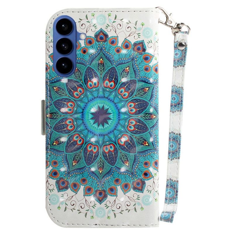Lederhüllen Für Samsung Galaxy S26 Grünes Mandala-lanyard