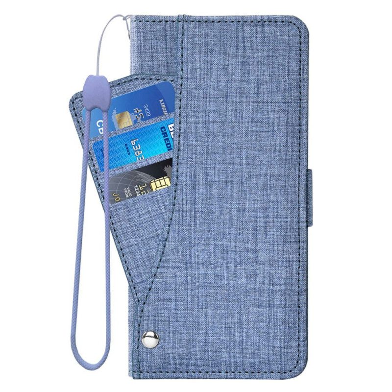 Lederhüllen Für Samsung Galaxy S26 Mit Denim-textur Und Drehbarem Kartenhalter