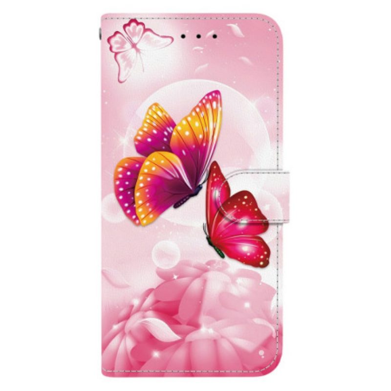 Lederhüllen Für Samsung Galaxy S26 Rosa Schmetterlinge