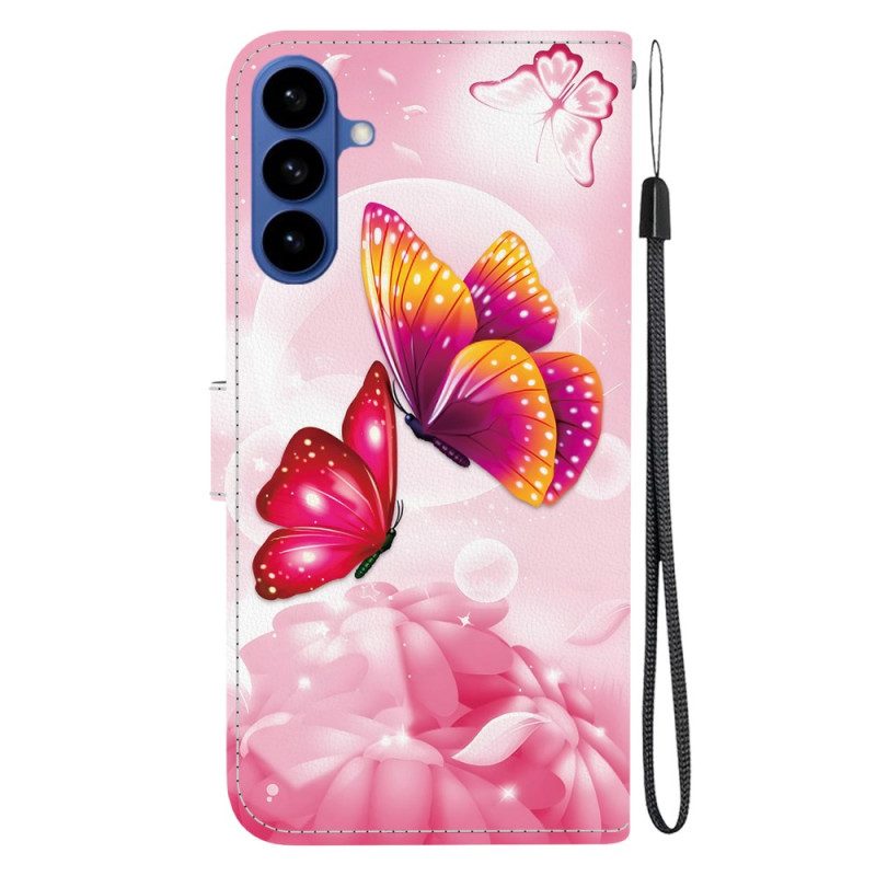 Lederhüllen Für Samsung Galaxy S26 Rosa Schmetterlinge